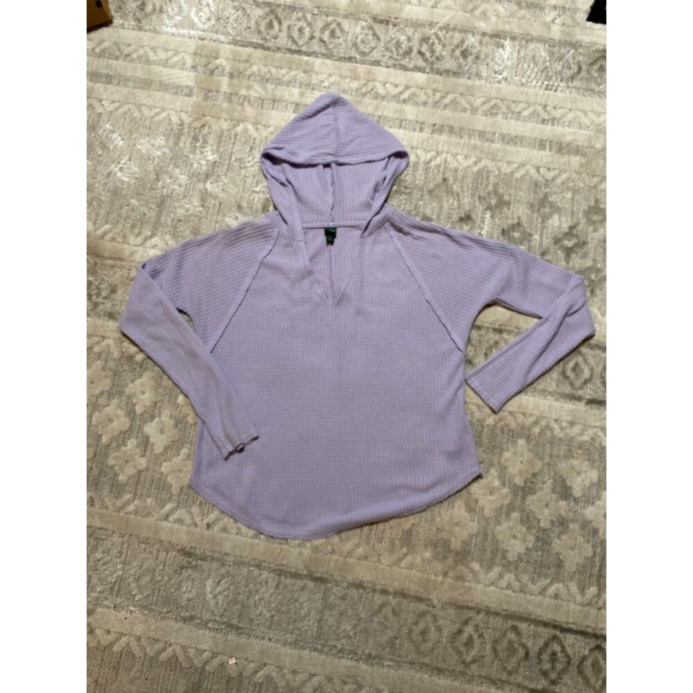 Woman's Lavender Waffle Hooded Shirt Wild Fable XS